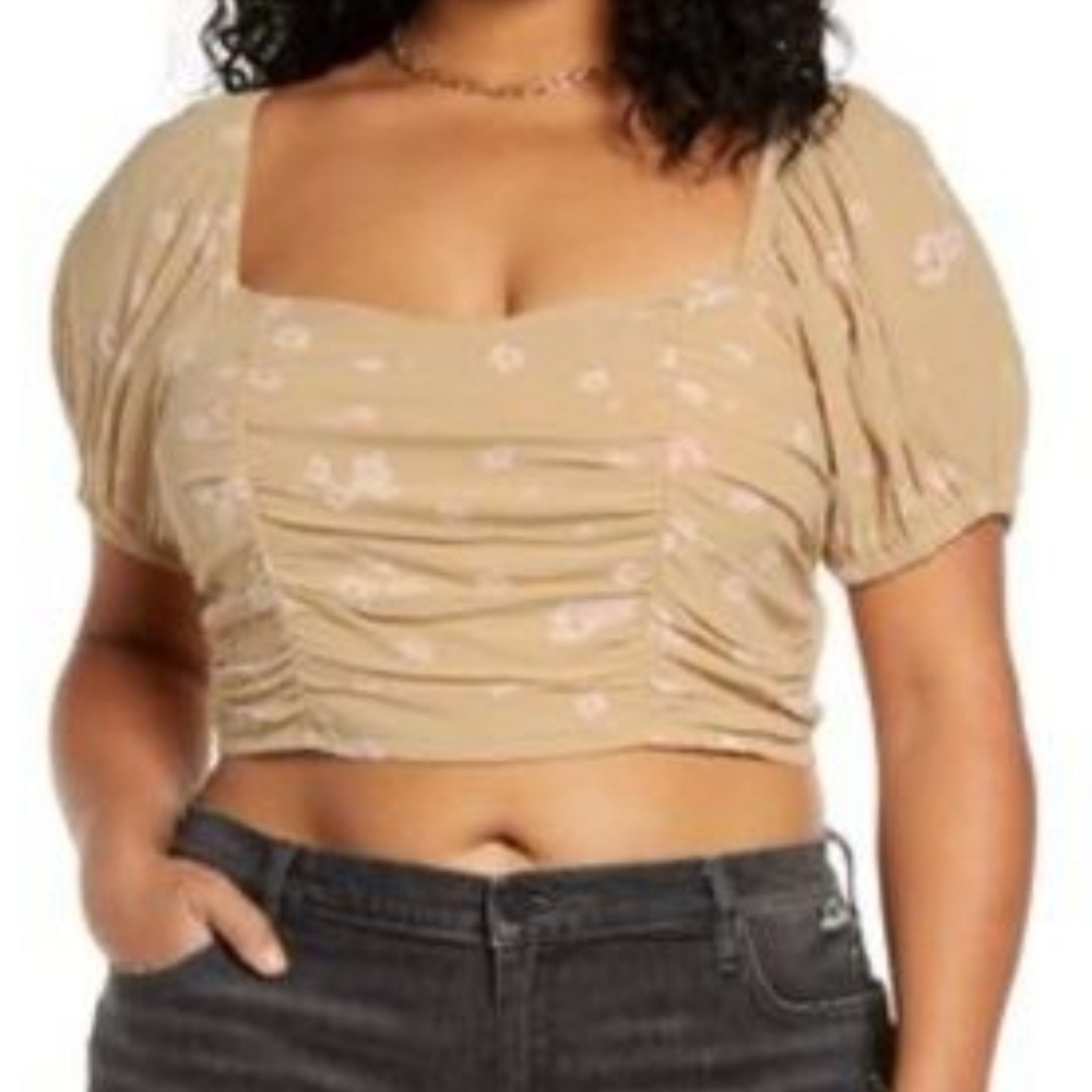 BP Floral Print Ruched Corset Crop Top Size Small